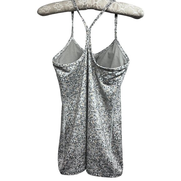 Lululemon Power Y Tank Top Gray Speckled Shelf Bra 6 Stretch Moisture Wicking - Picture 5 of 8